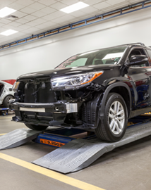 Toyota on vehicle lift | Arlington Toyota in Palatine IL