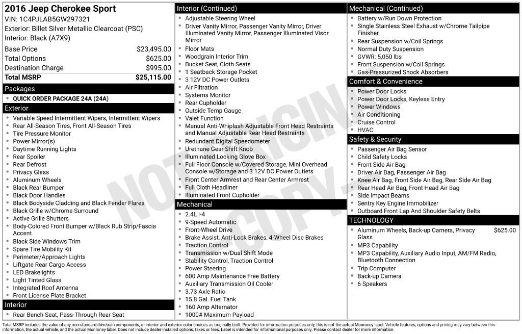 2016 Jeep Cherokee Sport
