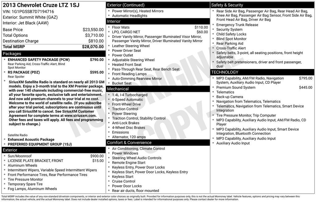 2013 Chevrolet Cruze LTZ