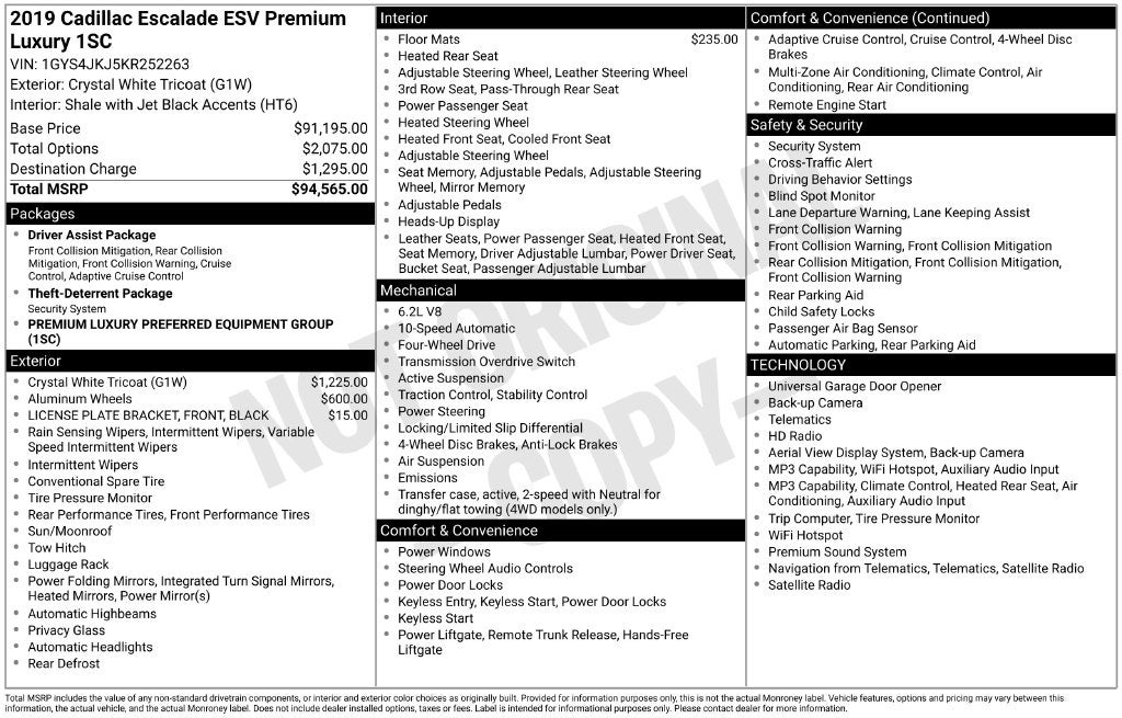 2019 Cadillac Escalade ESV Premium