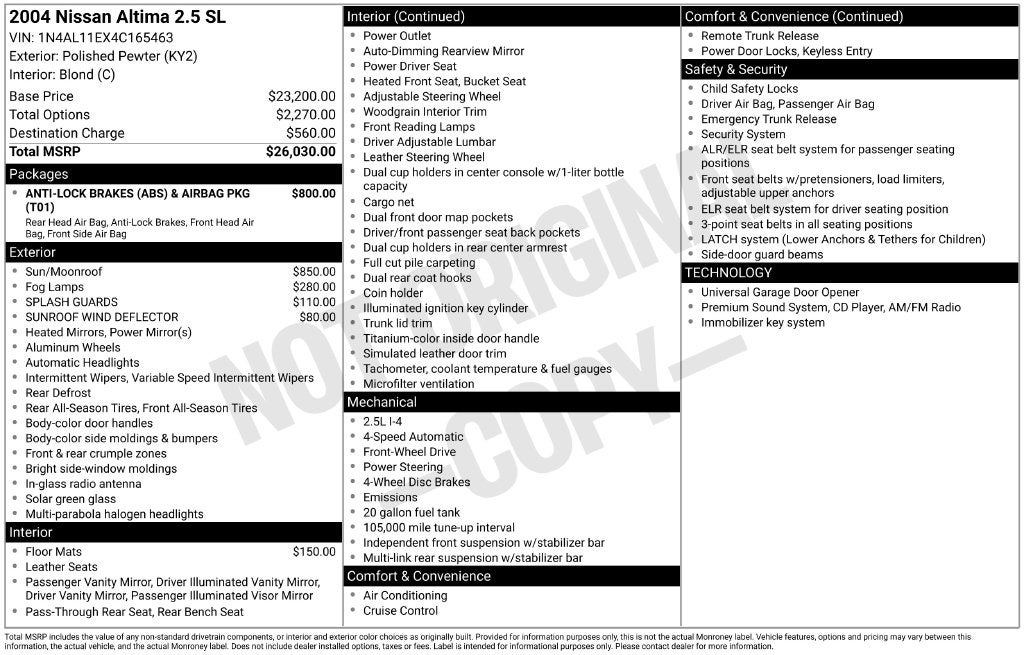 2004 Nissan Altima 2.5 S