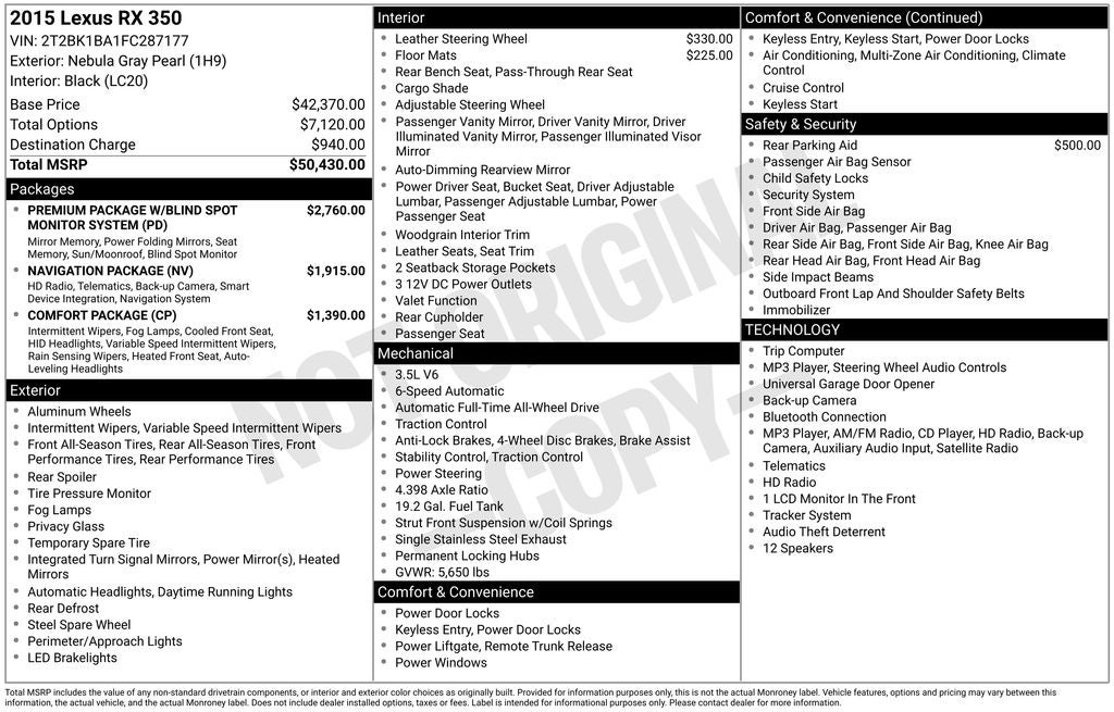 2015 Lexus RX 350 350