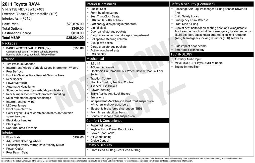 2011 Toyota RAV4 Base