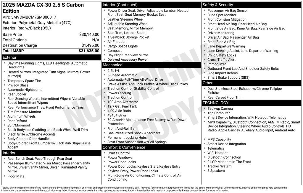 2025 Mazda Mazda CX-30 2.5 S Carbon Edition