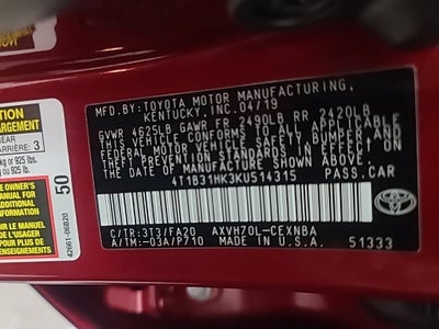 2019 Toyota Camry Hybrid LE