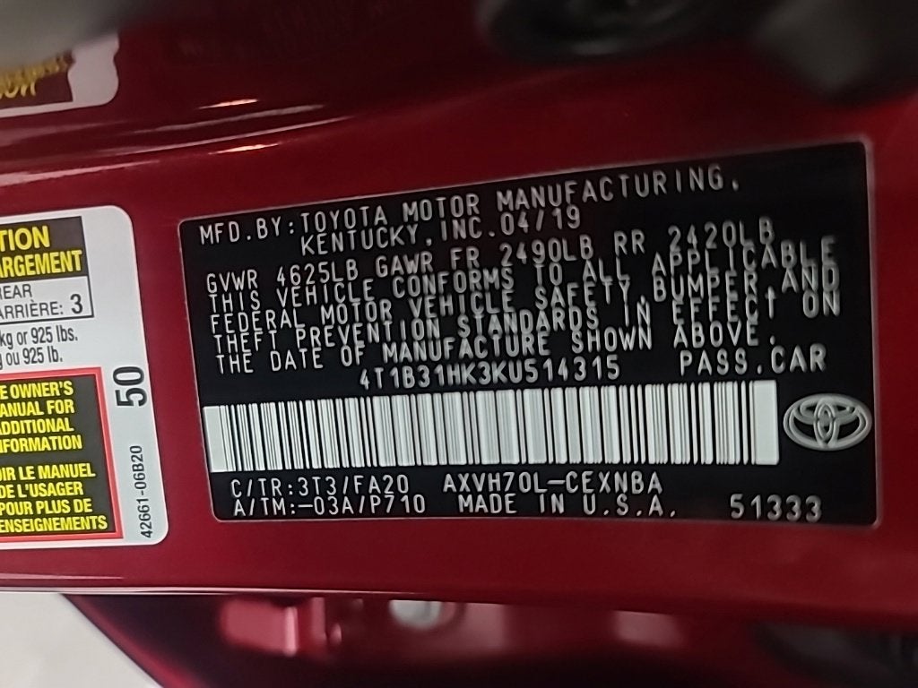 2019 Toyota Camry Hybrid LE