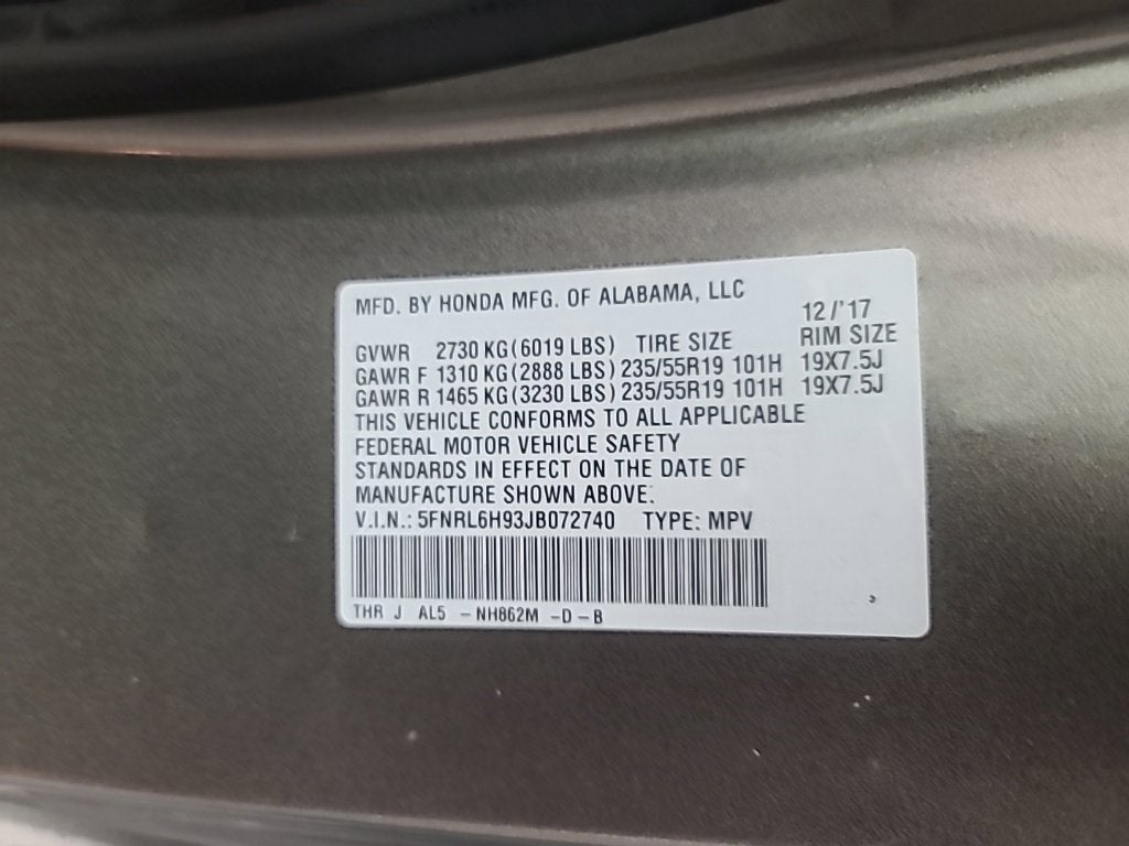 2018 Honda Odyssey Elite