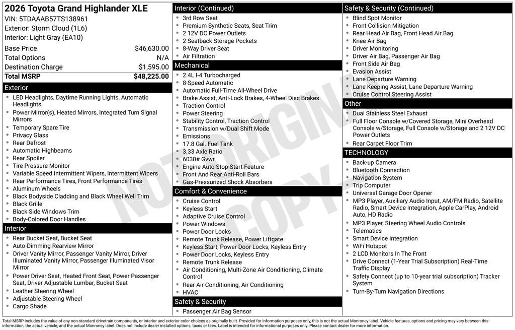 2026 Toyota Grand Highlander XLE
