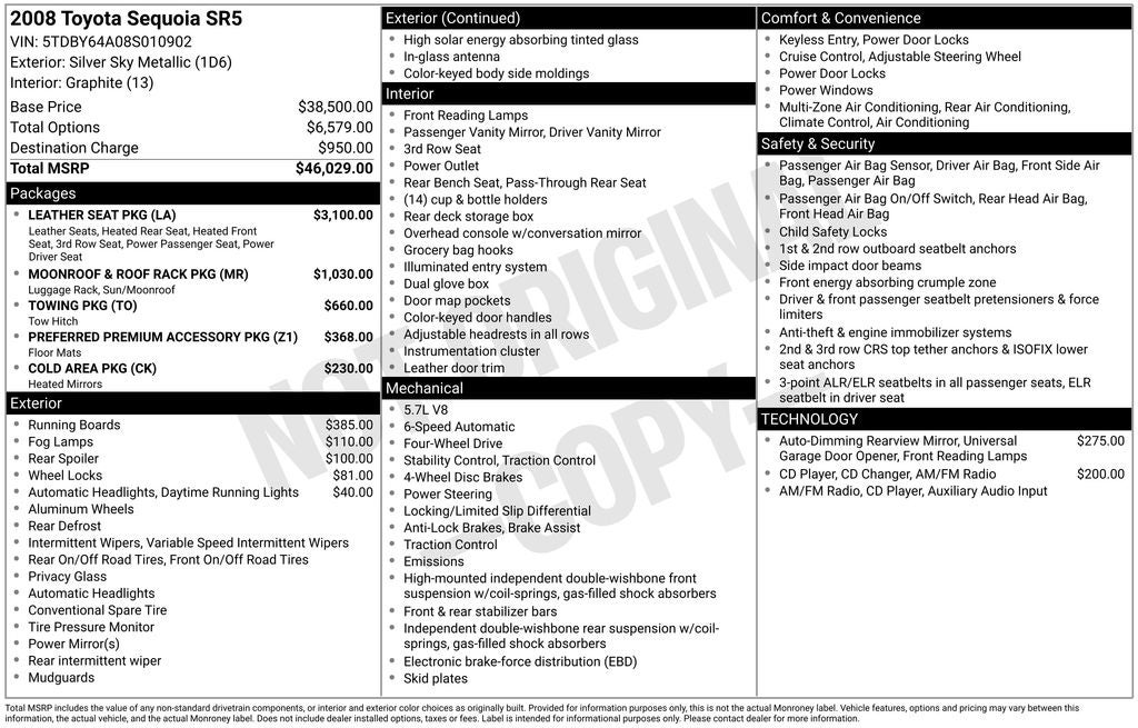 2008 Toyota SEQUOIA SR5 5.7L