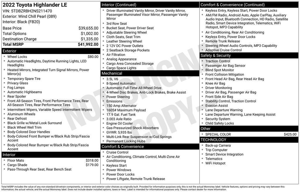 2022 Toyota Highlander LE