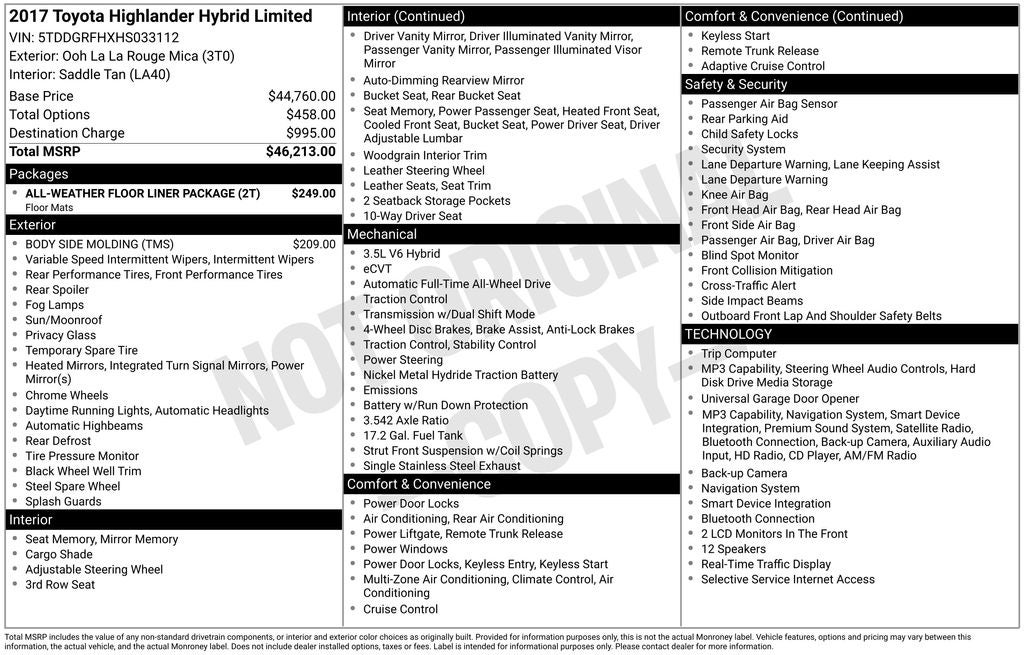 2017 Toyota Highlander Hybrid Limited