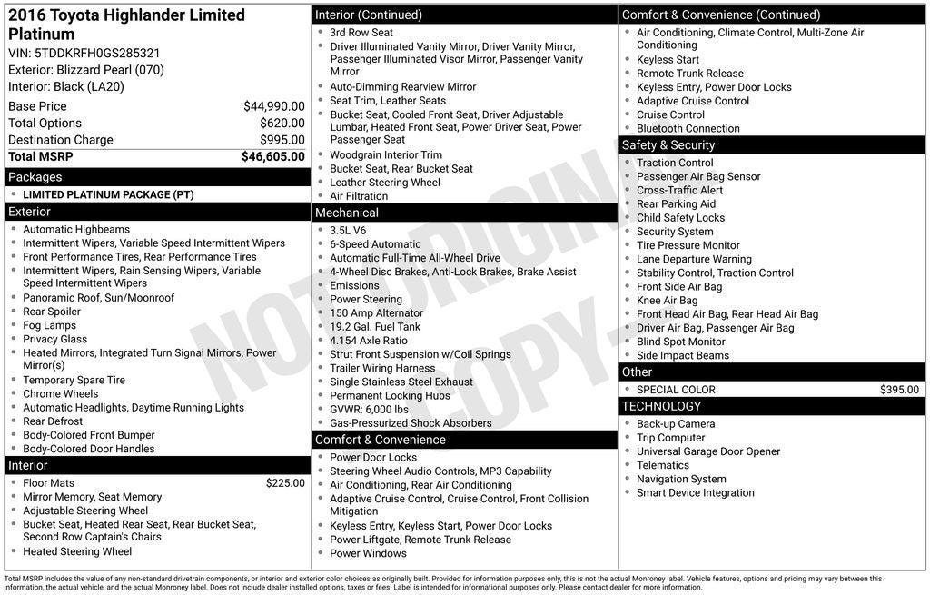 2016 Toyota Highlander Base