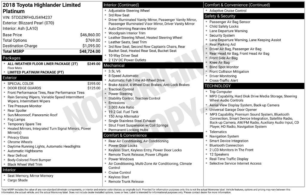 2018 Toyota Highlander Base