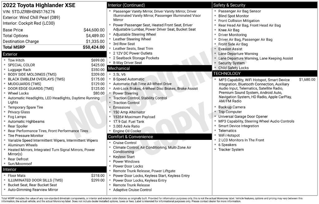 2022 Toyota Highlander XSE