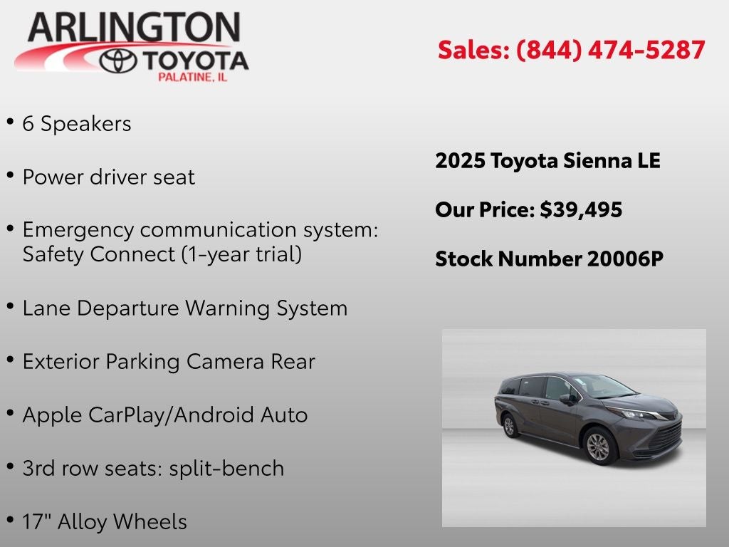 2025 Toyota SIENNA LE LE 8 Passenger