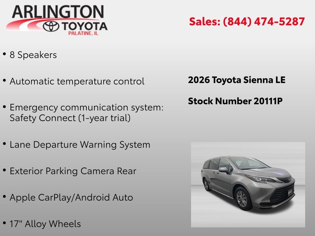 2026 Toyota Sienna LE 8 Passenger