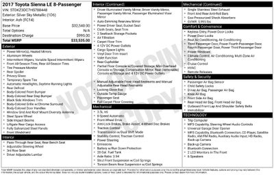 2017 Toyota Sienna LE 8 Passenger