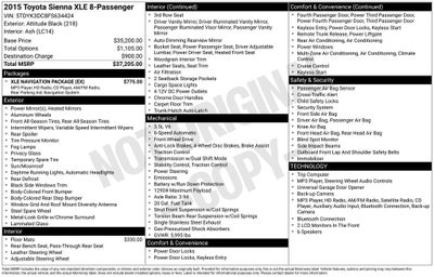 2015 Toyota Sienna XLE 8 Passenger