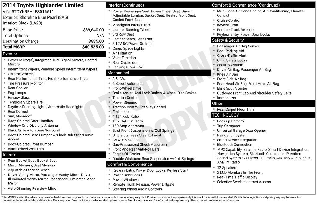 2014 Toyota HIGHLANDER Limited