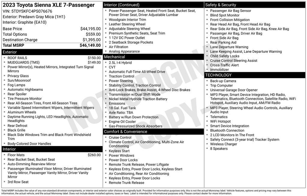2023 Toyota Sienna XLE 7 Passenger