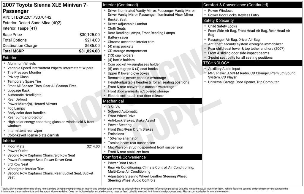 2007 Toyota SIENNA XLE