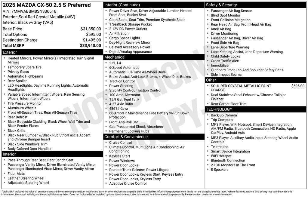 2025 Mazda Mazda CX-50 2.5 S Preferred Package