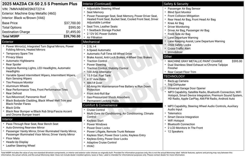 2025 Mazda Mazda CX-50 2.5 S Premium Plus Package