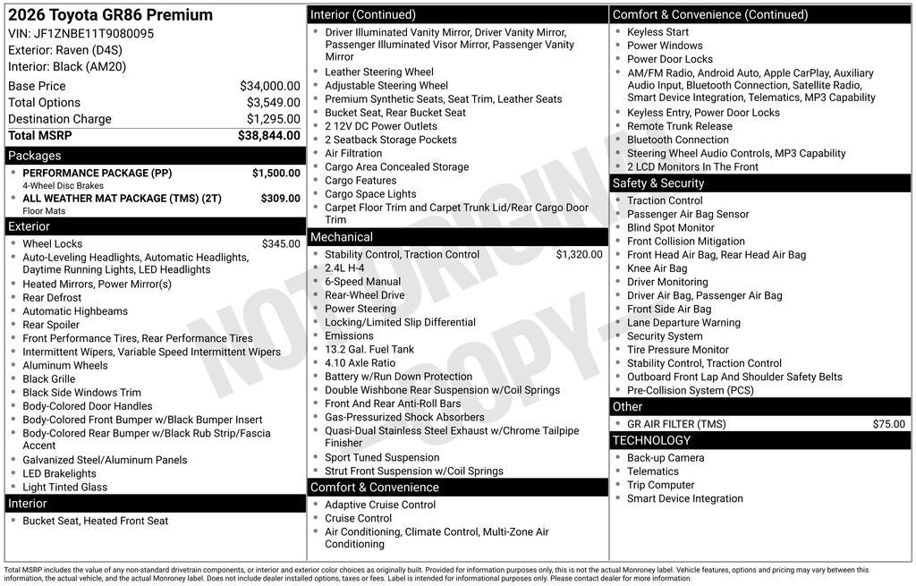 2026 Toyota GR86 GR86 Premium