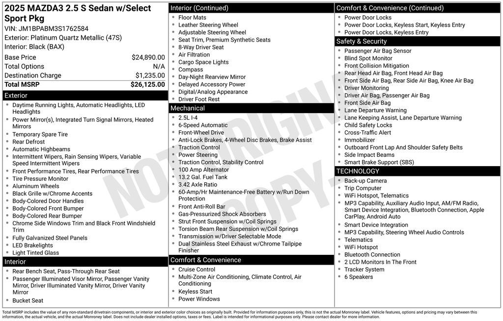 2025 Mazda Mazda3 2.5 S Select Sport