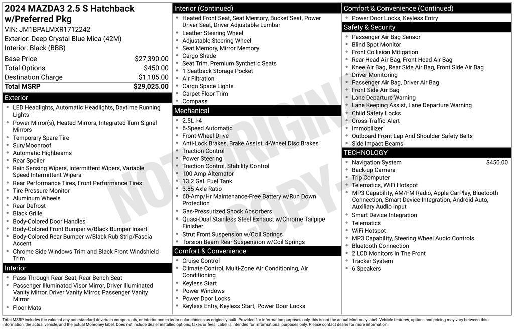 2024 Mazda Mazda3 2.5 S Preferred Package