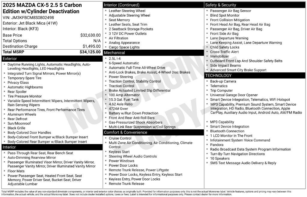 2025 Mazda Mazda CX-5 2.5 S Carbon Edition