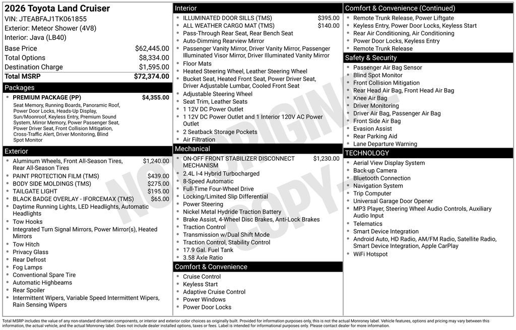 2026 Toyota Land Cruiser Land Cruiser