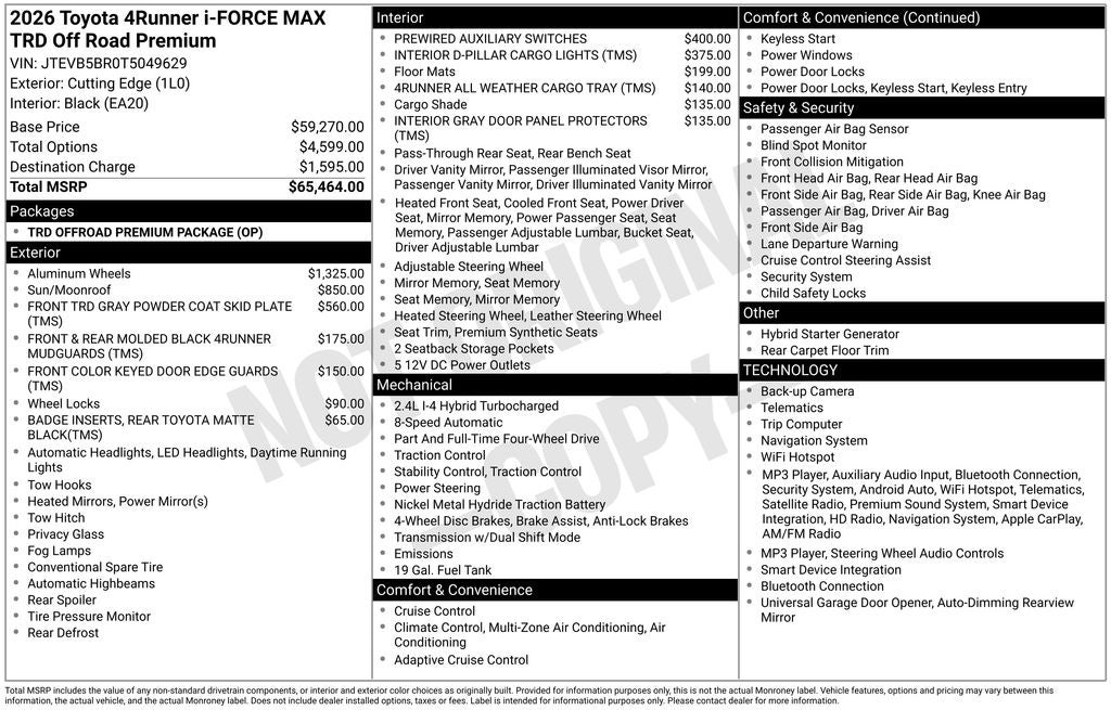2026 Toyota 4Runner i-FORCE MAX TRD Off-Road Premium i-FORCE MAX