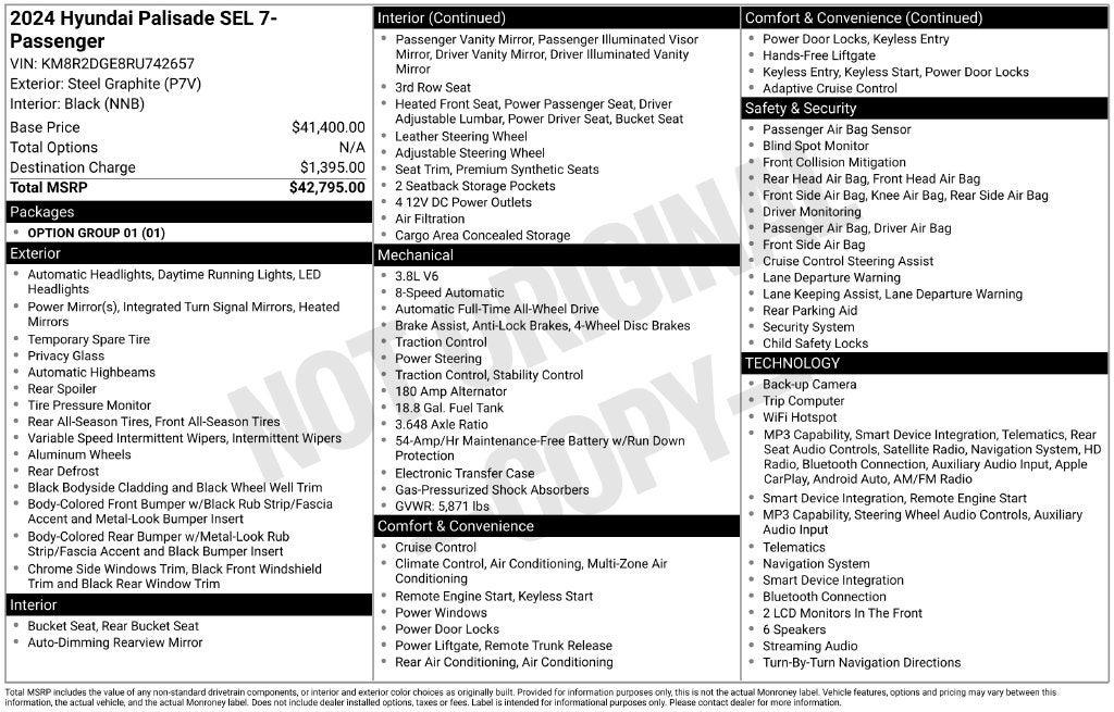 2024 Hyundai Palisade SEL 7 Passenger