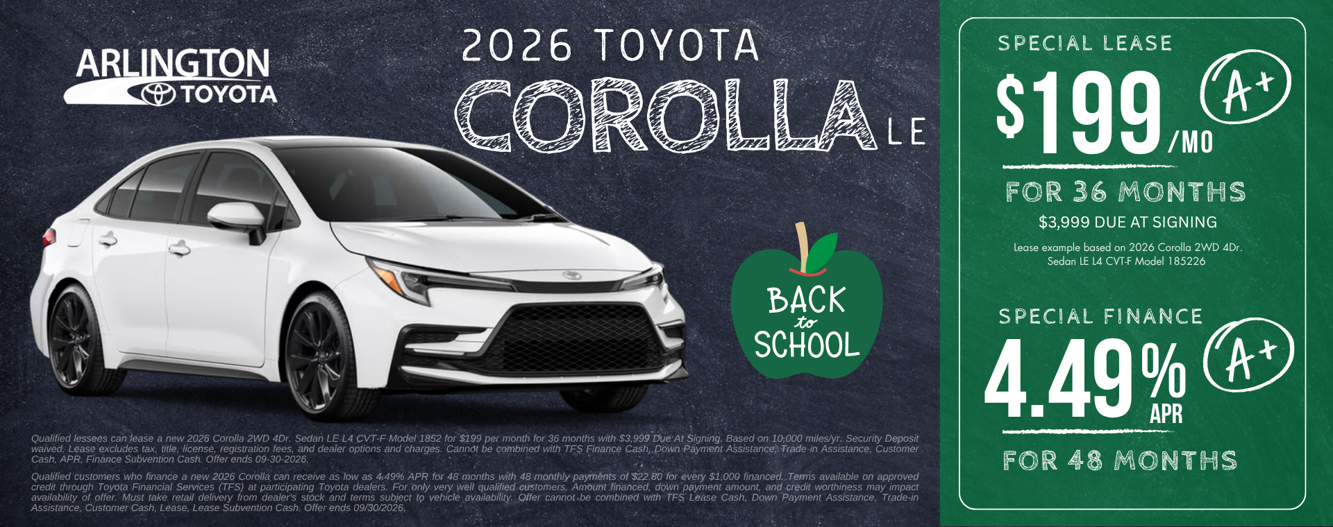 2026 Corolla Incentive September