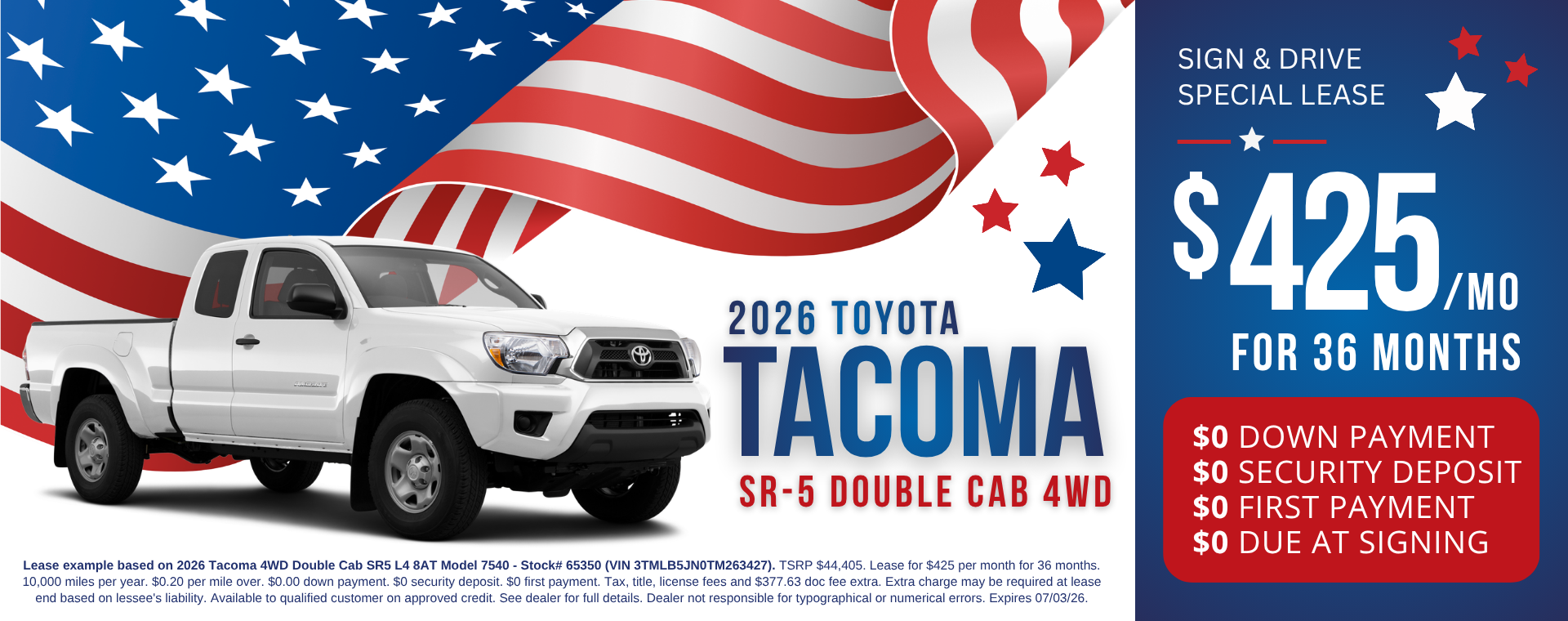 Sign & Drive Tacoma Lease - July