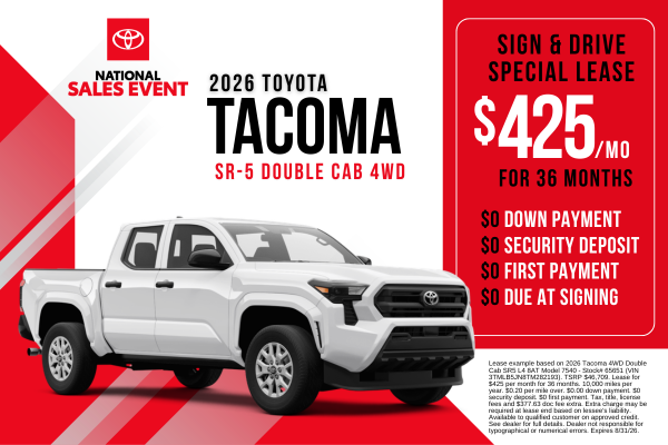 2026 Tacoma Special Lease August 2026