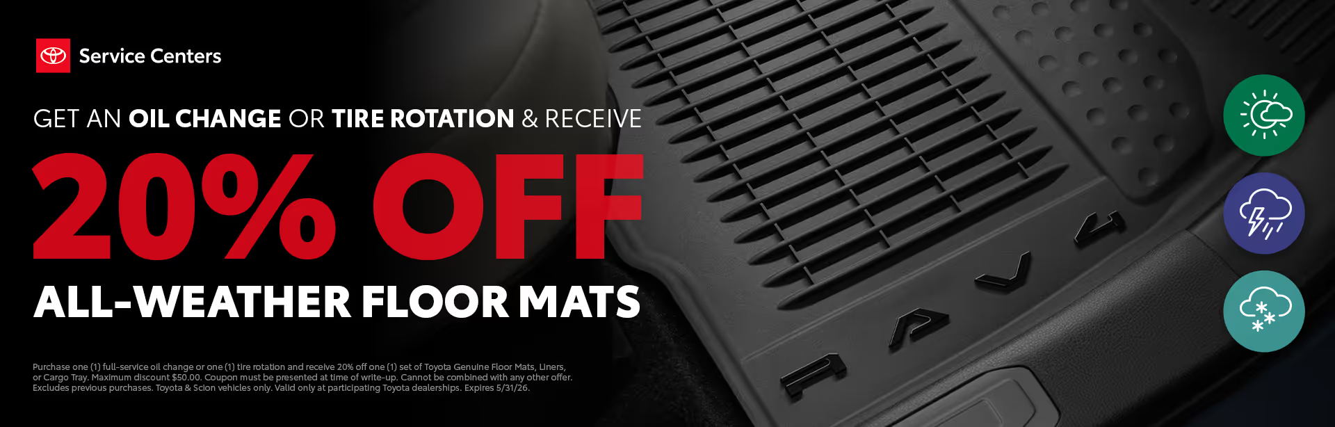 20% Off All-Weather Floor Mats at Arlington Toyota in Palatine IL